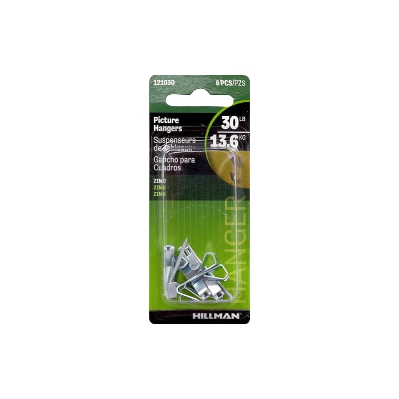 Hillman 121030 Zinc Conventional Picture Hanger (30lb) 6 Pack