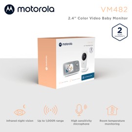 Motorola Nursery VM482 - Babyphone mit Kamera - 2.4 Zoll Farbdisplay - Infrarot Nachtsicht - Digitaler Zoom - Temperatur - Weiß