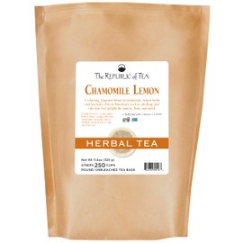 The Republic of Tea Chamomile Lemon Herbal Tea Bulk, 250 Tea Bags, Caffeine-Free Tea With Valerian Root
