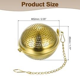 sourcing map 1 Pcs Tea Infuser Filter, Loose Tea Steeper, Stainless Steel Tea Strainer, Tea Ball with Chain for Brew Loose Leaf Tea, Titanium