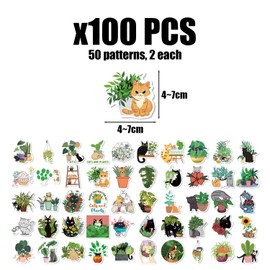 100 Cartoon Stickers, Creative Cat And Plant Stickers, Various Graffiti Stickers, Diy Decorative Stickers, Children’S Scrapbook Stickers
