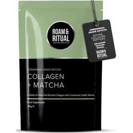 Collagen Matcha Powder | Hydrolysed Collagen Peptides with Ceremonial Grade Matcha | Plus Lion's Mane, Tremella & Biotin | Over 50% Protein per Serving | 160g UK Made Supplement by Roam & Ritual™