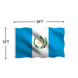 Guatemala Flag 5X8 FT, Outdoor Polyester Flags, Double Stitched Guatemalan National Flags with Brass Grommets and Stronger Header. (5X8)