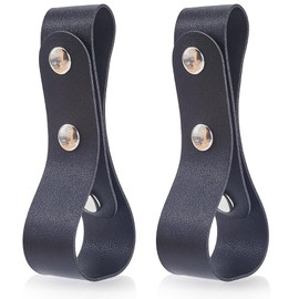 GORGECRAFT Pack of 2 Whip Holster Made of PU Leather 380 × 30 mm Bull Whip Belt Holder Black Indiana Jones Whip Holder Soft Comfortable Handmade Belt Whip Holder for Lasso Ropes