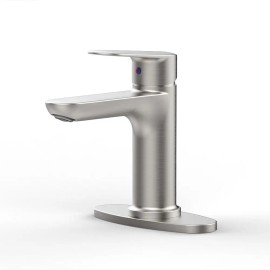 Single-Handle Brushed Nickel Basin Faucet for Bathroom Laundry 1-3 Holes 9/16\" Hoses Single Handle Vanity Sink Faucet with DeckColor: as Pic Color