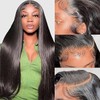 Hxxcoup Human Hair Wig Straight Natural Black 13x4 Lace Front
