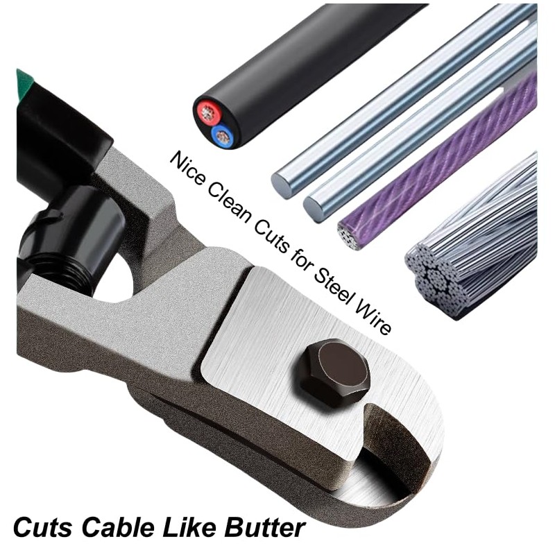 Professional Steel Wire Cutters, Heavy Duty, Black and Green Handle