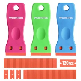 WORKPRO 3-Piece Plastic Razor Blade Scraper Labels Decal and Adhesive Remover