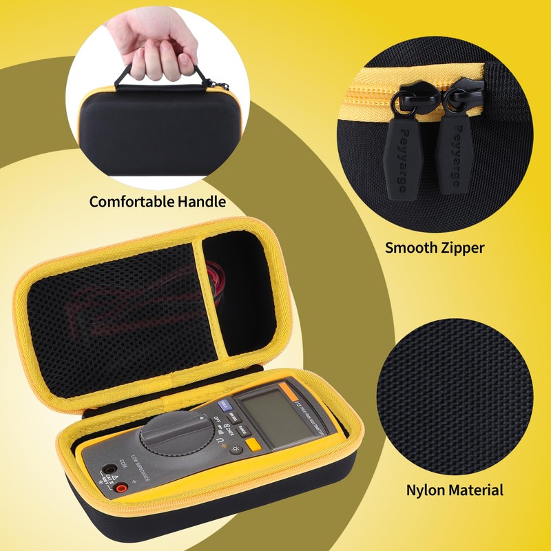 Peyyargo Storage Case Compatible with Fluke 117/116/115/114/113/233 Digital Multimeter (Black+Yellow)