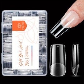 Modelones Nail Tip, Short Oval, Sanded Nail Tip, Short, Full Coverage, Plain Tip, Clear Tip, Practice, Commercial Use, Self Gel Nail 06