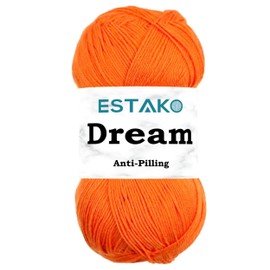 Estako Dream, 100% Microfiber Acrylic Yarn, Soft, Super Fino/Fingering Weight (1) for Crochet and Knitting 3.5 Oz (100g) / 382 Yrds (350m) (72044 - Orange)