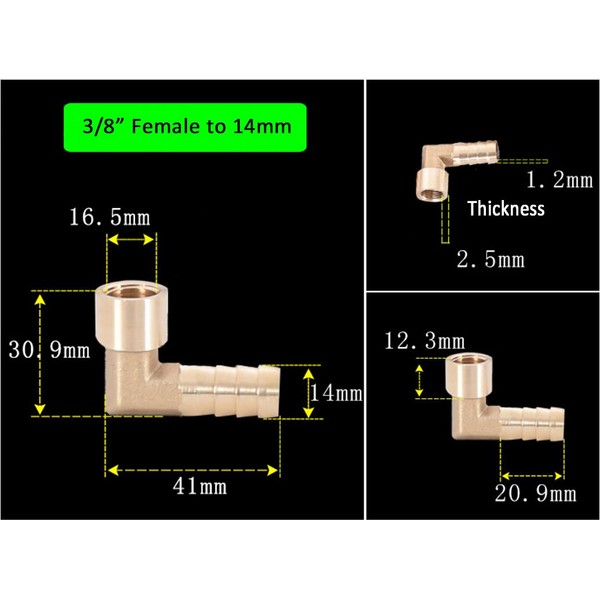 Brass Barb Hose Fitting, Elbow Pipe Connector Hose Barb to