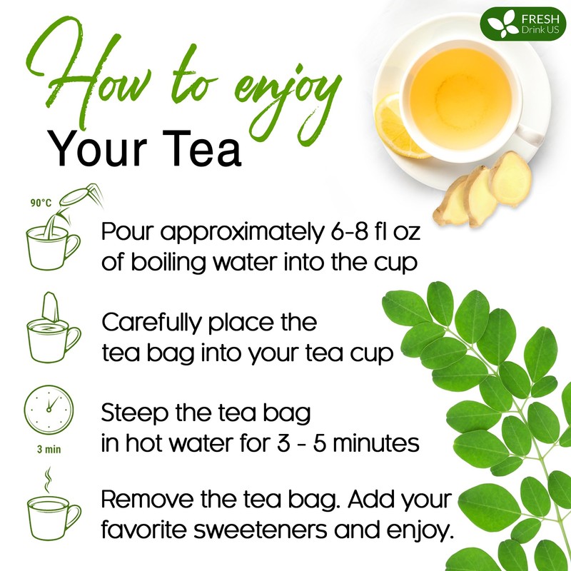 TOG999, Permium Moringa Ginger Herbal Tea – 120 Tea Bags