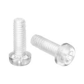 sourcing map 50Pcs M4x12mm Threaded Nylon Phillips Cross Pan Head Machine Screws Bolts Clear