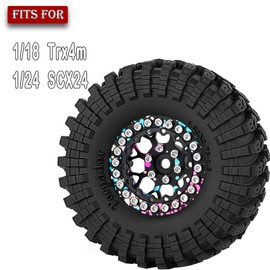 RCYouHott RC 1.3 Beadlock Wheel Tires Set (4PCS) for 1/24 SCX24 1/18 TRX4M RC Crawler Car,Aluminum 1.3 Beadlock Wheels and Tires,Wheel Rim & Wheels Tires,Colorful
