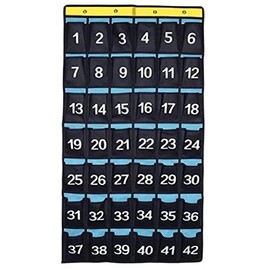 NIMES Numbered Organizer Classroom Pocket Chart for Cell Phones Calculators Holders Blue (42 Pockets)