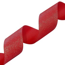 Morex Ribbon 99009/20-250 Dazzle Glitter Grosgrain Ribbon, 1-1/2-Inch by 20-Yard, Red