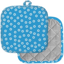 [Pack of 2] Pot Holders for Kitchen, Washable Heat Resistant Pot Holders, Hot Pads, Trivet for Cooking and Baking ( Jewish Hanukkah Star )