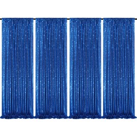4 Pack Royal Blue Curtains 2ftx8ft Sequin Backdrop Drapes for Birthday Wedding Party Photo Backdrop Decorations