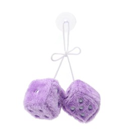 ECSiNG Car Hanging Furry Dice Soft Ornament With Suction Cup Decoration Pendant With Dots for Car Interior Home Office 6cm Purple