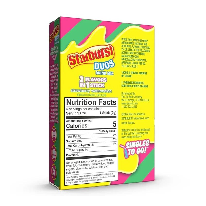 Starburst Duos Strawberry Watermelon Singles, 16.5g, On The Go
