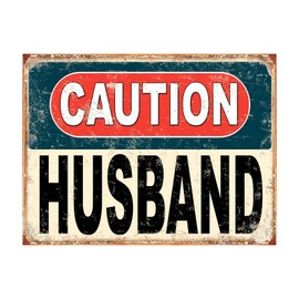 Shawprint Caution Husband Funny Metal Signs Home Pub Indoor & Outdoor Garden Bar Garage Vintage Wall Plaque Gift Retro (A4)