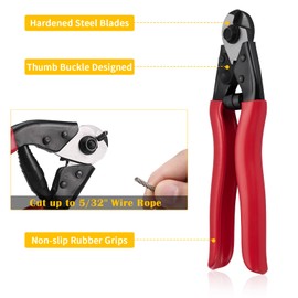 Heavy Duty Wire Cable Cutter – Cuts Up to 5/32" Stainless Steel Aircraft Wire Rope for Deck Railing, Fencing, Bike Brakes, and DIY Projects – Precision Sharp Blades, Non-Slip Ergonomic Grip