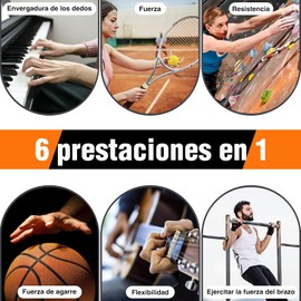 Ejercitador de mano 6 en 1 Fortalecedor de dedos y agarre con pelota, Hand gripper Finger exerciser Ejercicio de antebrazo Entrenador de fuerza para deportes de palma y antebrazos y dedos