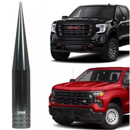 True Spike Gunmetal Gray Antenna for Chevy Silverado 6 Inch Short 2007 and Newer