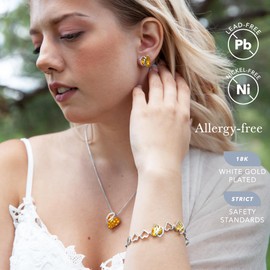 Leafael Infinity Love Heart Earrings for Women, Birthstone Crystal Earrings with Healing Stones, Allergy-Free Jewelry for Women with Gift Box, Silver-tone Crystal Stud Earrings for Women