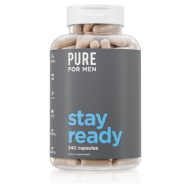 Pure for Men Original Cleanliness Stay Ready Fiber Supplement | Helps Promote Digestive Regularity | Psyllium Husk, Aloe Vera, Chia Seeds, Flaxseeds | Proprietary Formula | 240 Vegan Capsules