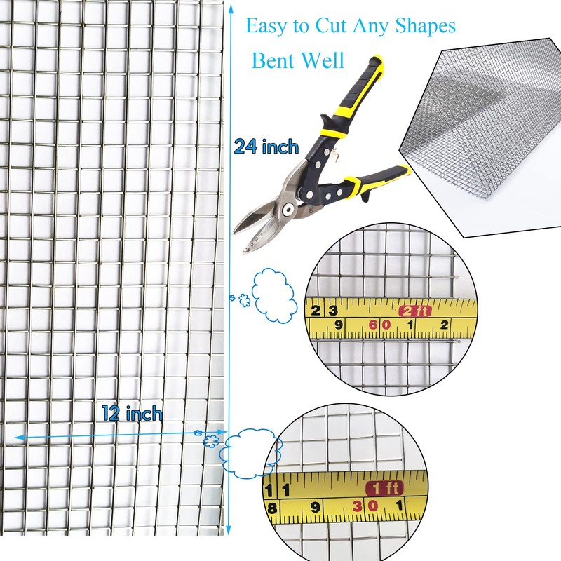 Upgraded 2PACK SS Wire Mesh, 4 Mesh Completely Welded, 12