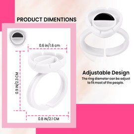 KB ESSENTIALS 200pcs Glue Rings for Eyelash Extensions - Lash Extension Ring Holder Cup Professional Tech Supplies – Adjustable, Disposable & Flower Nail Art, Tattoo Makeup