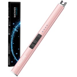 RAYONNER Lighter Electric Candle Lighters Rechargeable USB Lighter Arc Lighters for Candle Camping (1Pack, Rose Gold)