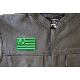 Ivamis Trading Kelly Green American Flag Patch - 3x2 inch. Embroidered, Sew-on or Iron-on Patch