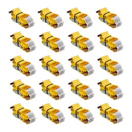 Mytee Products 20 Pack 2''x12' Logistic E-Track Cam Buckle Straps with Spring E-Fittings - 2500 lbs Breaking Strength - Yellow Cam Buckle Cargo Load Straps for Enclosed Semi Trailers, Box Trucks