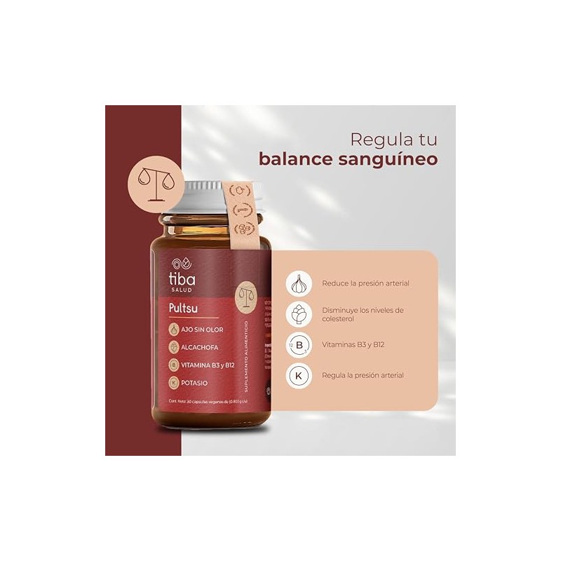 Suplemento Cardiovascular Potasio y Ajo TRIO PULTSU TIBA SALUD