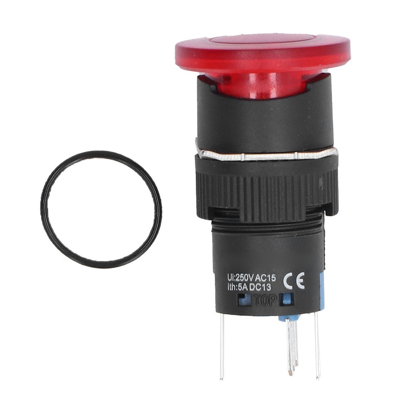 25Pcs Button Switch Mushroom Head Self Locking Push Switches with