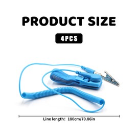 4 Pcs Anti-Static Wrist Strap,ESD Grounding PC Earthing,Antistatic Wristband,Adjustable Wrist Strap Band,Prevents Build up of Static Electricity,for All ESD Safe Electronic Repair Projects(Wired)