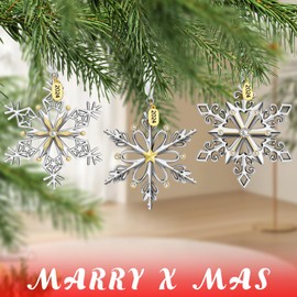 West style 2024 Christmas Tree Ornaments Set 3 Pieces –Metallic Snowflake Hanging Home Deco Hanging Pendant Holiday Keepsake Gift (3 Pcs Set)