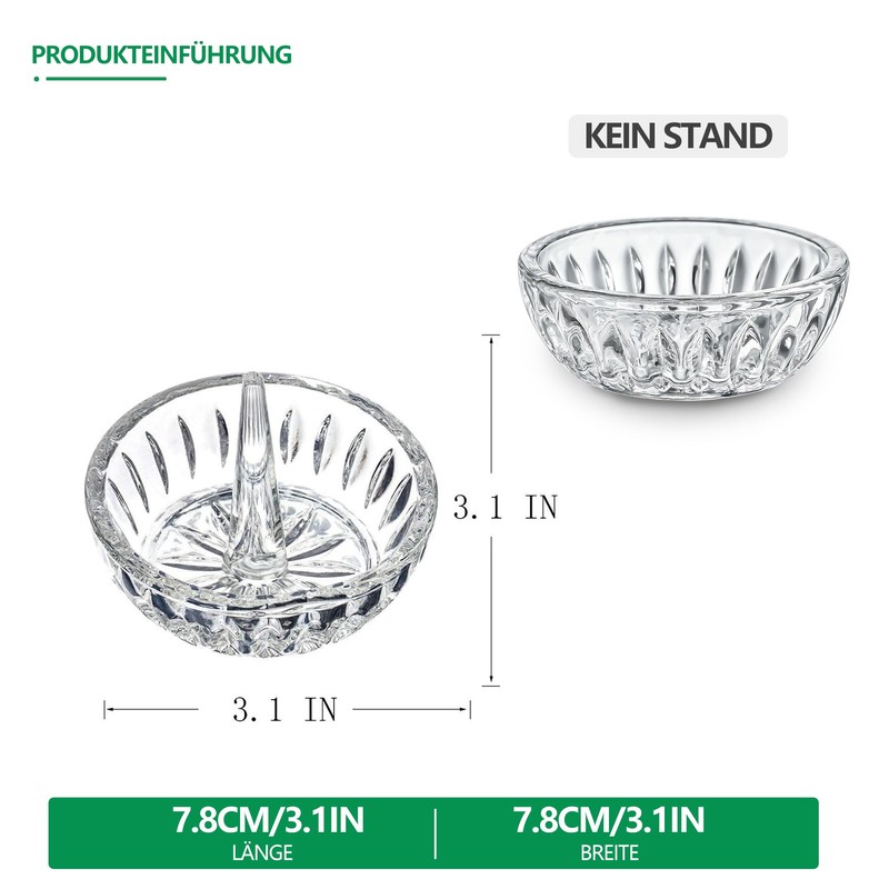 kanpura Set of 2 Crystal Jewelry Trays 3.1in Clear Round