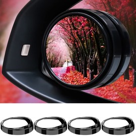 4pcs Blind Spot Mirror,2-inch Round Wide Angle HD Glass Convex Rear View Mirror，Angle Adjustable Blind Spot Mirror for Large Vehicles, Car Suv Trucks (2"(50mm), Black frame)