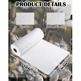 Fusible Fleece Interfacing, One-Sided Loft Fusible Fleece for Sewing, Quilting, Crafts, Clothing, Bags (12 Inches x 5 Yard) Heavy Weight, Easy Iron-On Application, Enhanced Projects