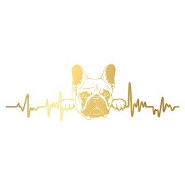 Finest Folia Finest Folia Aufkleber Herzschlag Tiere Breite 27cm Lifeline Heartbeat Deko Sticker Selbstklebend fr Auto Khlschrank Laptop Autoaufkleber K150 (Gold, 10 Franz?sische Bulldogge)