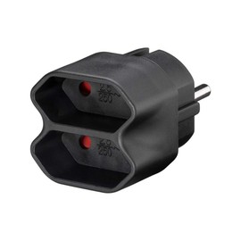 Goobay 51002 Socket Adaptor to 2-Way Euro Socket, Double Plug, Multi Plug, Black
