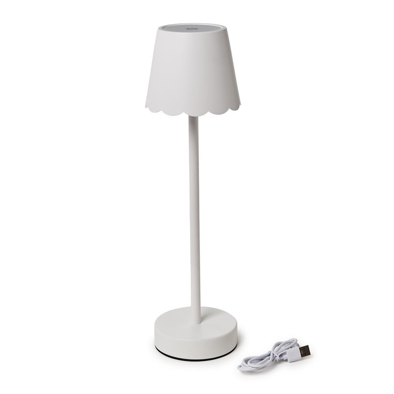 Two's Company Scalloped Edge Shade LED Cordless Table Lamp, 14.5-Inch,