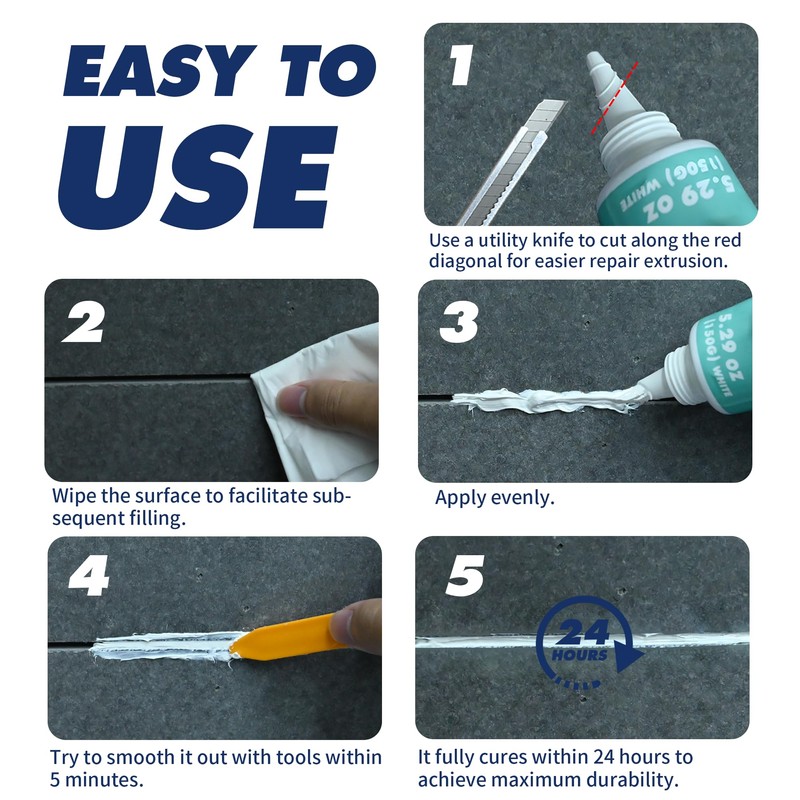 Breliter Waterproof Caulk - White, Hybrid Polymer Sealant for Bathtub,