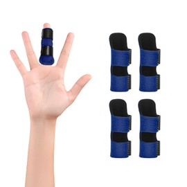 supregear Finger Splint, Pack of 4 Adjustable Reusable Trigger Finger Splint Finger Support with Removable Aluminium Bar for Index/Middle/Ring/Little Finger, Blue