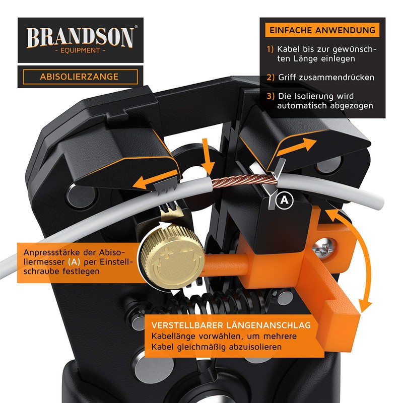 Brandson - Wire stripper - 10-24 AWG - self-adjusting -