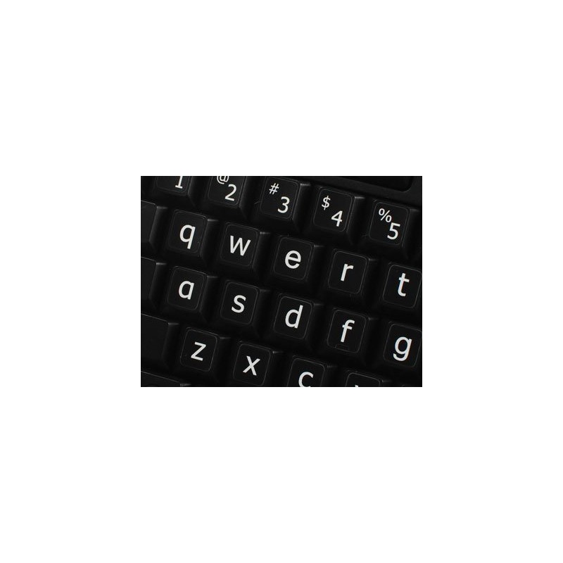 English US Large Lower CASE Non-Transparent Stickers ON Black Background